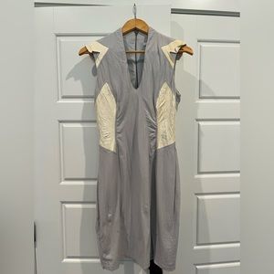 Helmut Lang mini dress with leather shoulders and leather inserts